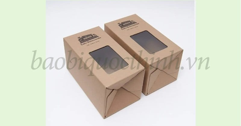 Hộp giấy Kraft đứng đáy gài có bế cửa sổ và dán suppor